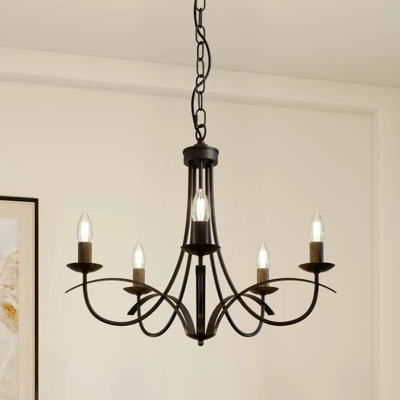 Amonja kroonluchter, 5-lamps, bruin - lampen-24