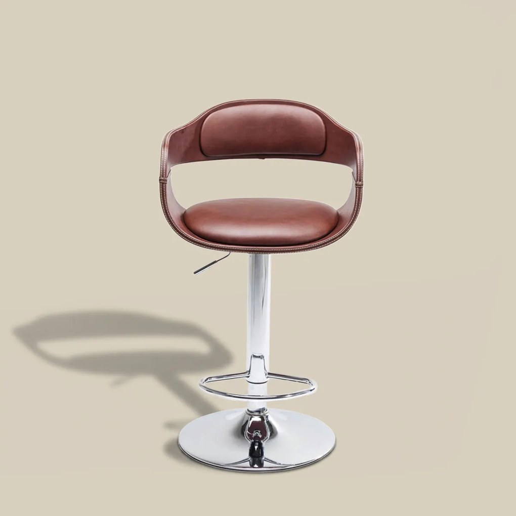 Retro Barkruk Bruin Leer