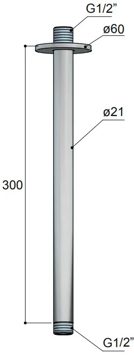 Hotbath Archie plafondarm 30cm messing geborsteld PVD