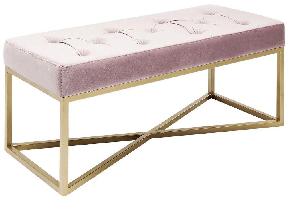 Kare Design Crossover Fluwelen Halbankje Roze 90 Cm