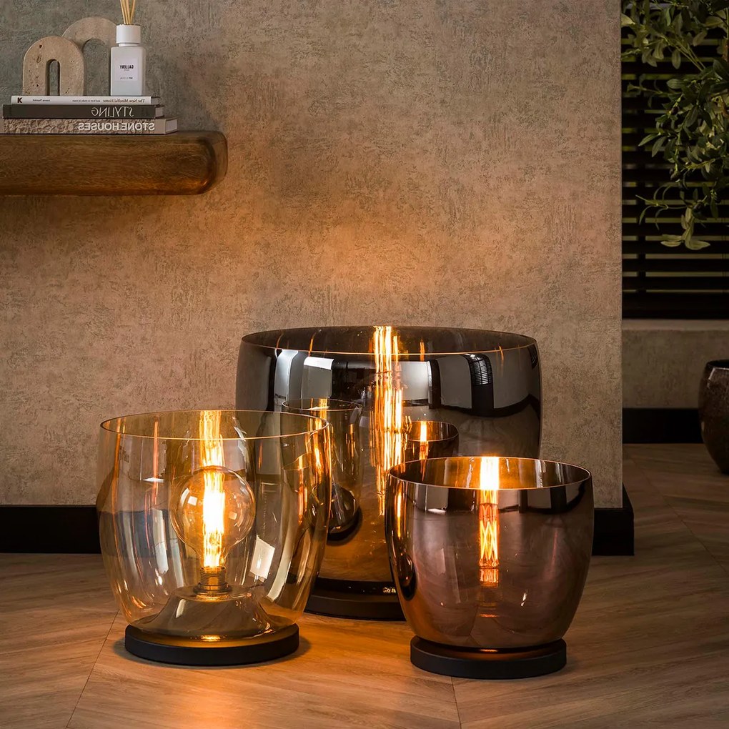 Lage Vloerlamp Van Koperkleurig Glas 33 Cm