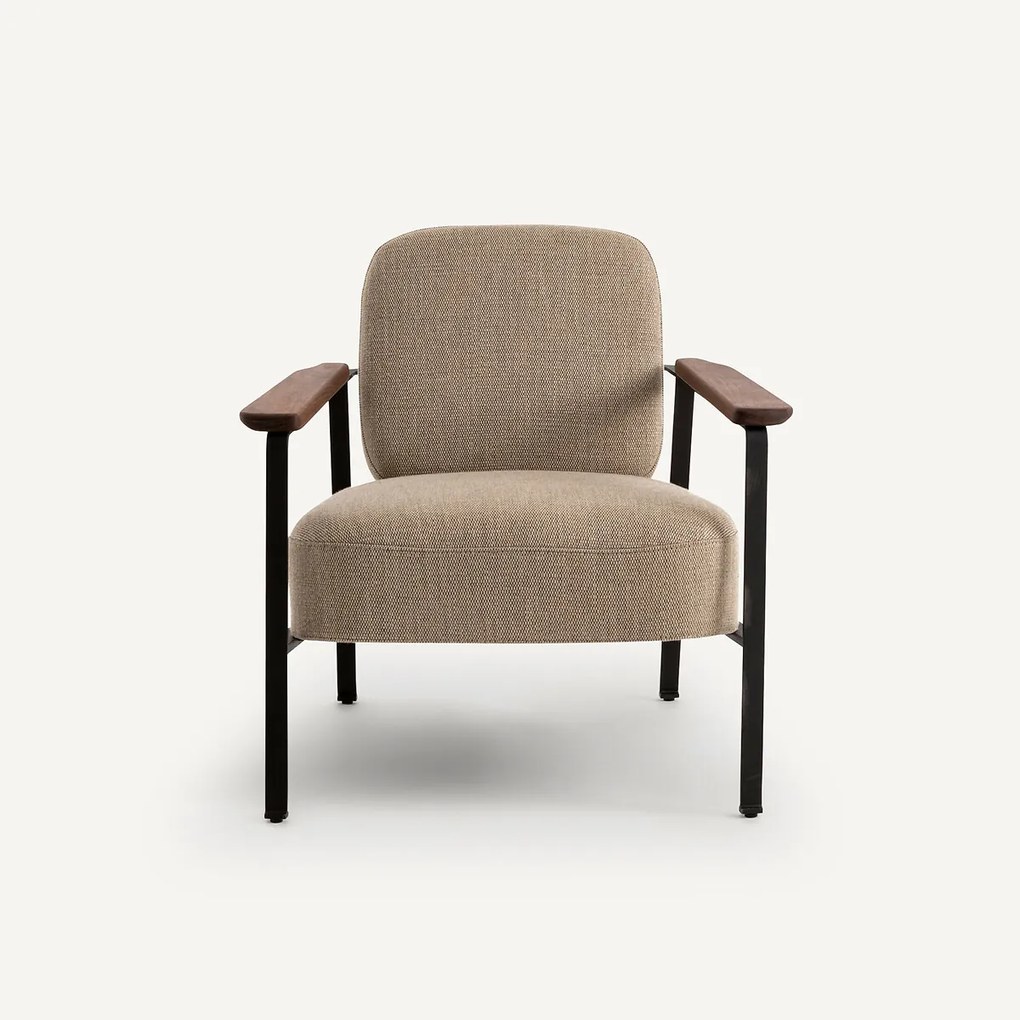 Stalen metalen fauteuil met stof van viscose en linnen, Abraxas