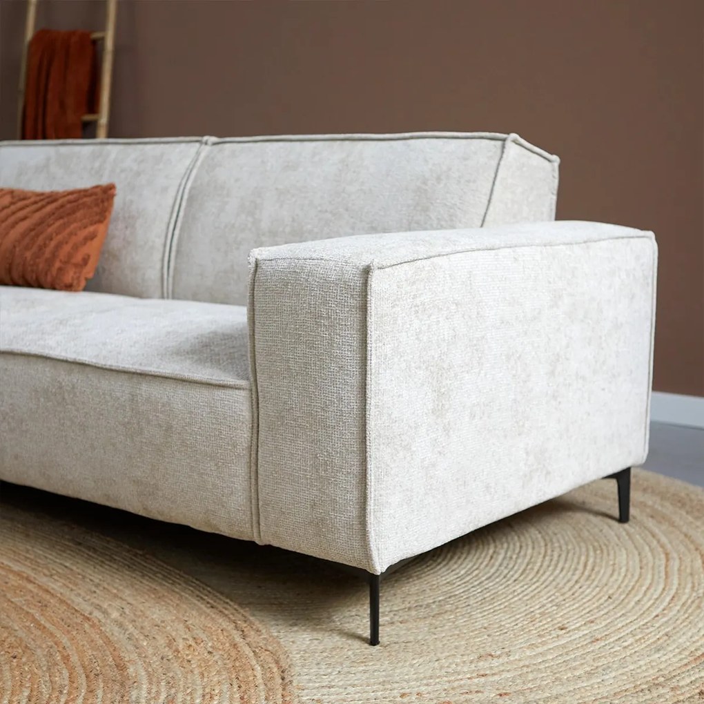 Moderne Hoekbank Beige Stof Ottoman LinksIdesin Majestic 603