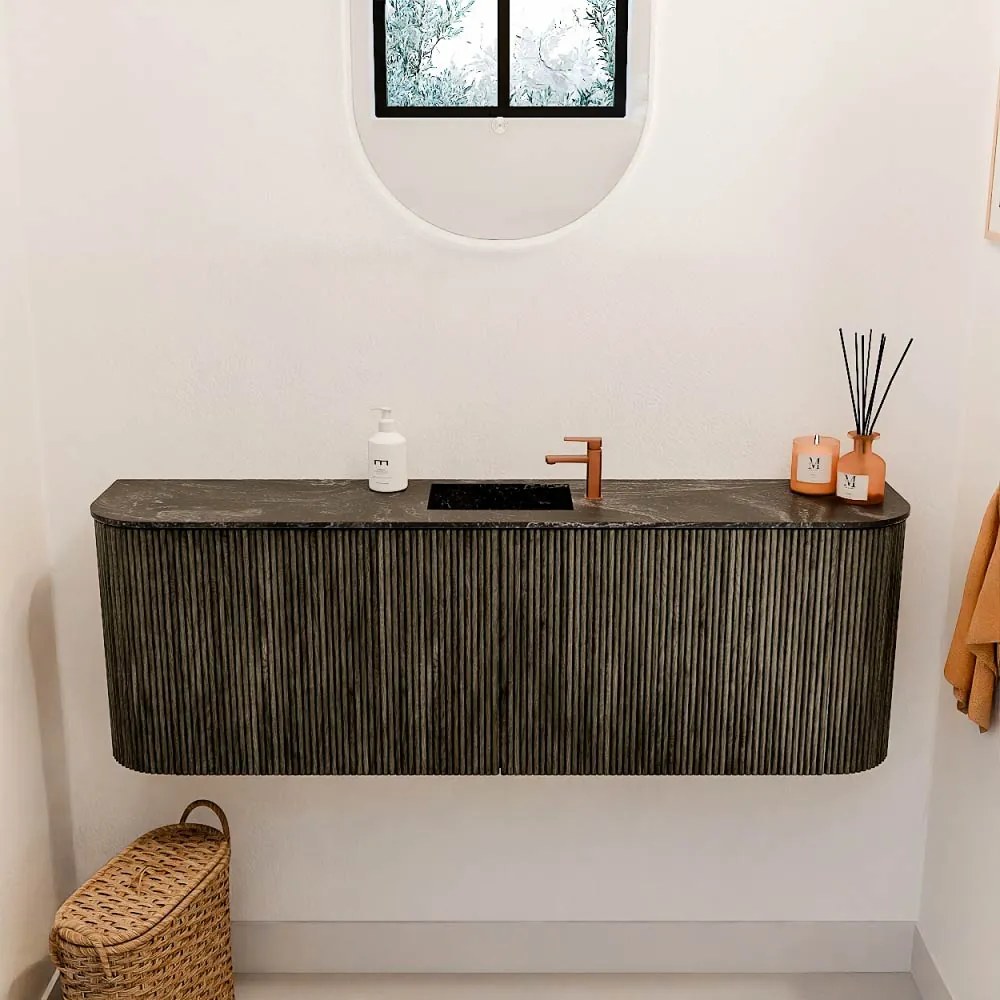 Mondiaz Joya DLux 125cm toiletmeubel ronding links/rechts shadow met wastafel faye midden 1 kraangat lava
