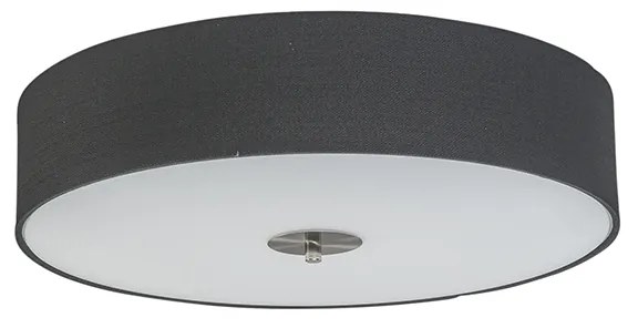 Stoffen Landelijke plafondlamp zwart 50 cm - Drum Jute Landelijk / Rustiek, Modern E27 rond Binnenverlichting Lamp