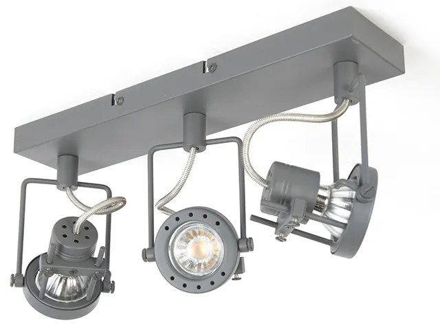 Industriële spot antraciet 3-lichts draai- en kantelbaar - Suplux