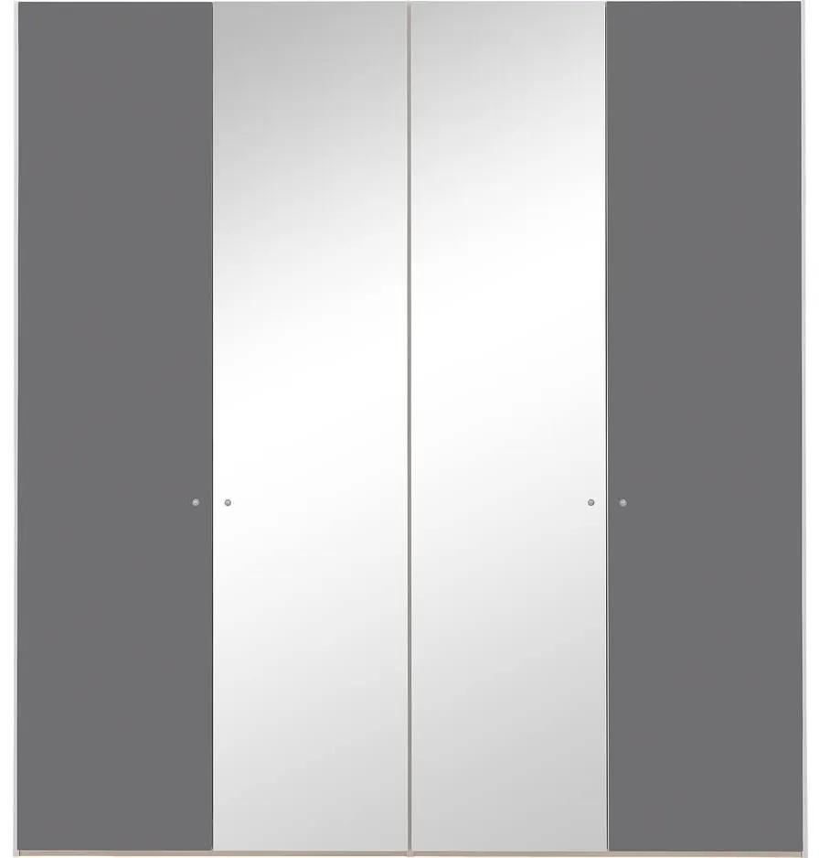 Goossens Kledingkast Easy Storage Ddk, Kledingkast 203 cm breed, 220 cm hoog, 2x glas draaideur en 2x spiegel draaideur midden