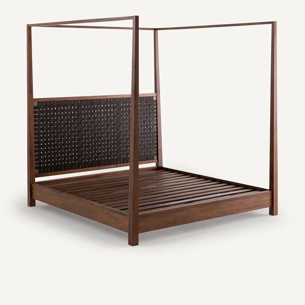 Hemelbed, massief notenhout, notenhoutfineer, Gilmour