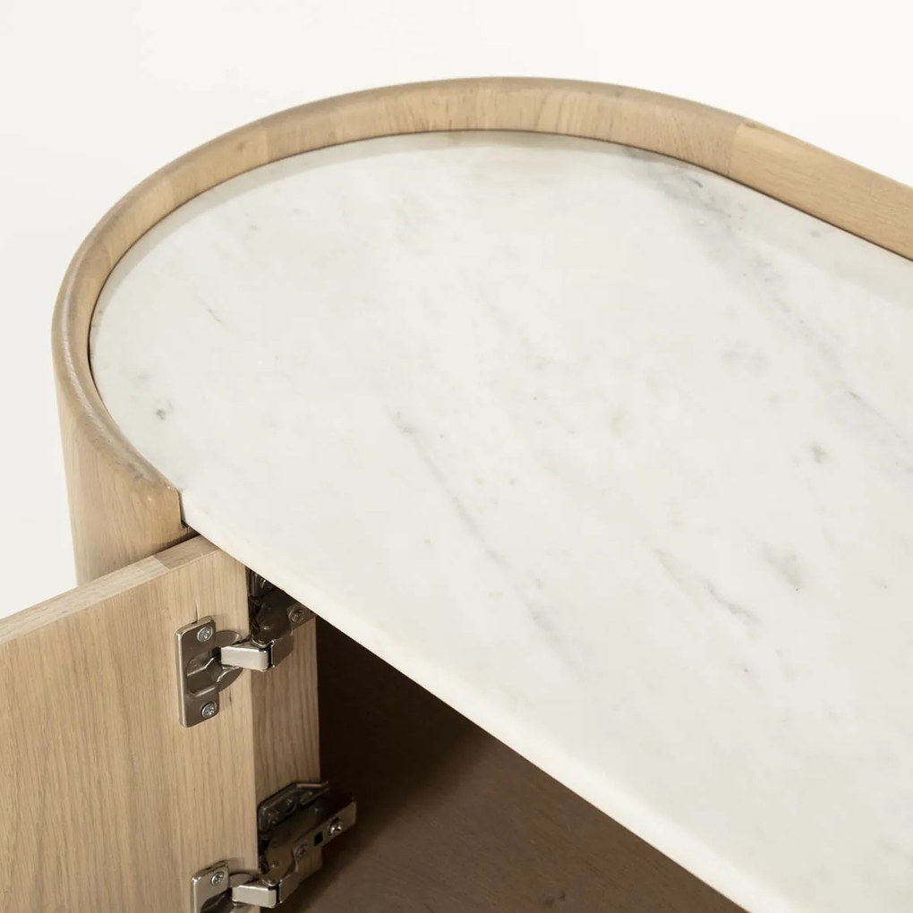Eleonora Don Tv-meubel Eiken Met Wit Marmer 240 Cm - 240x45x50cm.