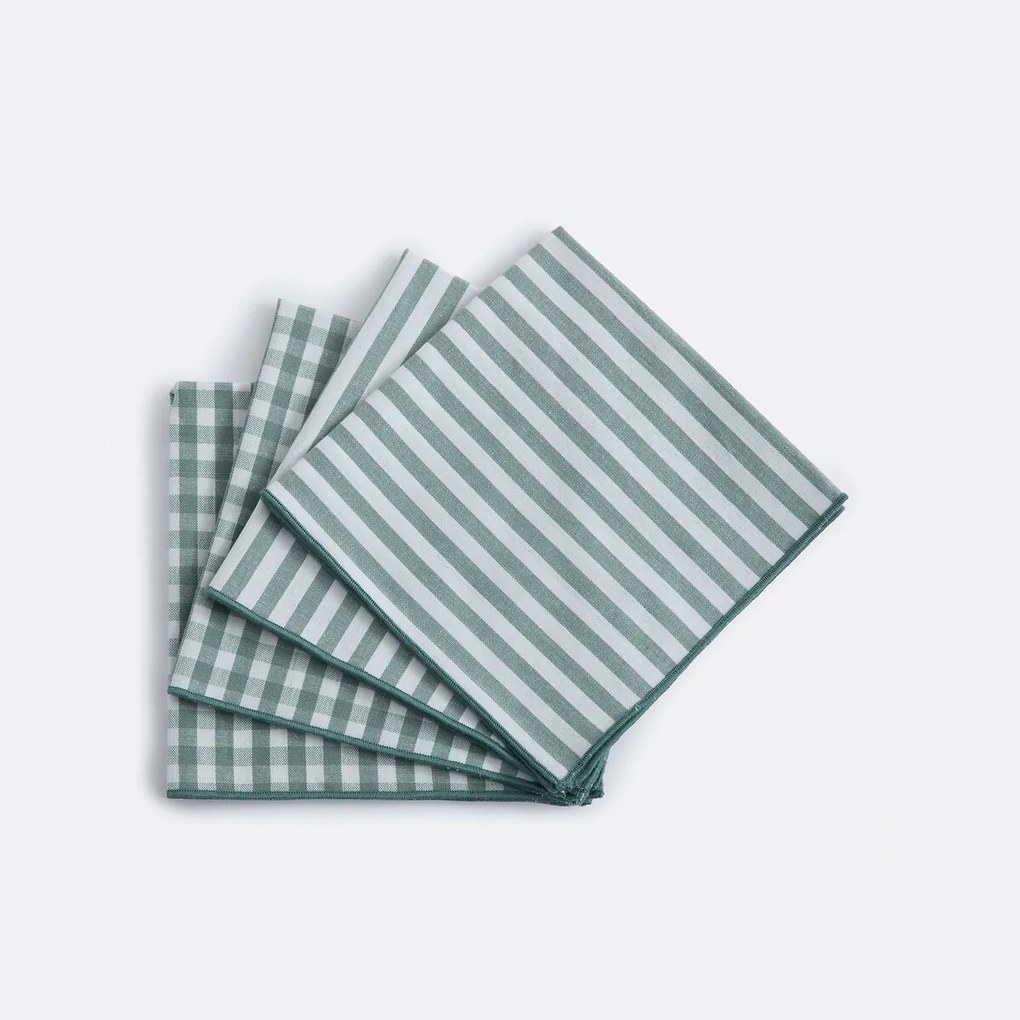 Set van 4 servetten, 30% gerecycled katoen, geweven-geverfd, SOIZIC