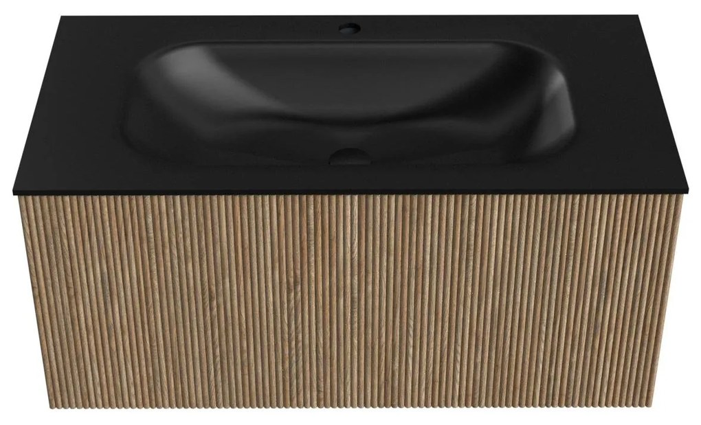 Mondiaz Kurve 90cm badmeubel dusk met 1 lade en wastafel big small midden 1 kraangat urban