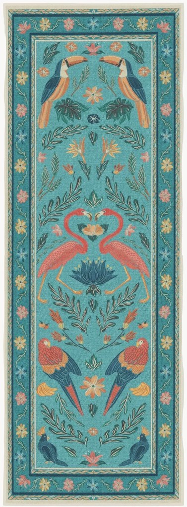 Wasbare chenille loper Birds Of A Feather van Iris Apfel