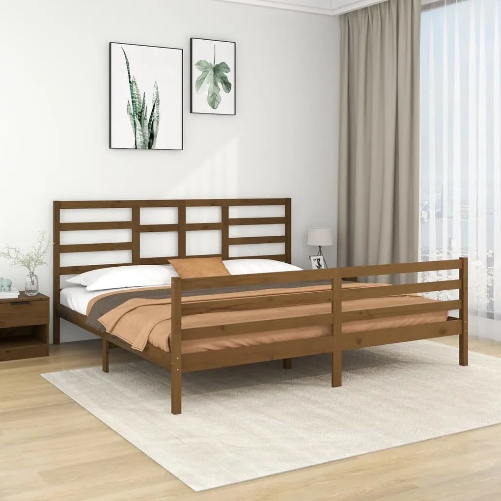 vidaXL Bedframe massief hout honingbruin 200x200 cm