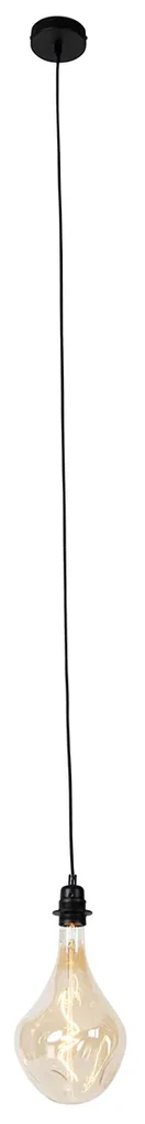 Hanglamp zwart dimbaar incl. LED goud dimbaar - Cava Luxe Modern Minimalistisch E27 rond Binnenverlichting Lamp