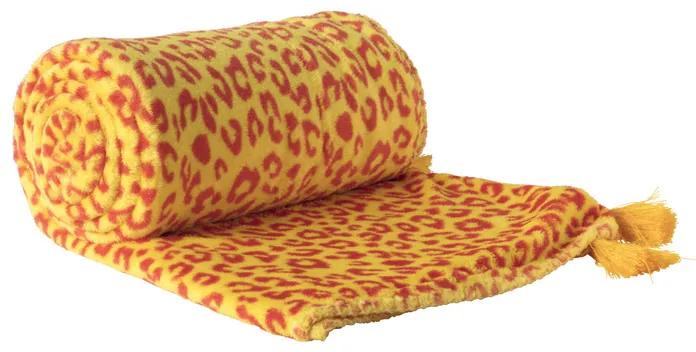 Plaid luipaard - geel/rood - 130x170 cm