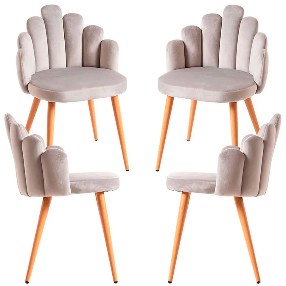 Set 4 Fluwelen Handstoelen