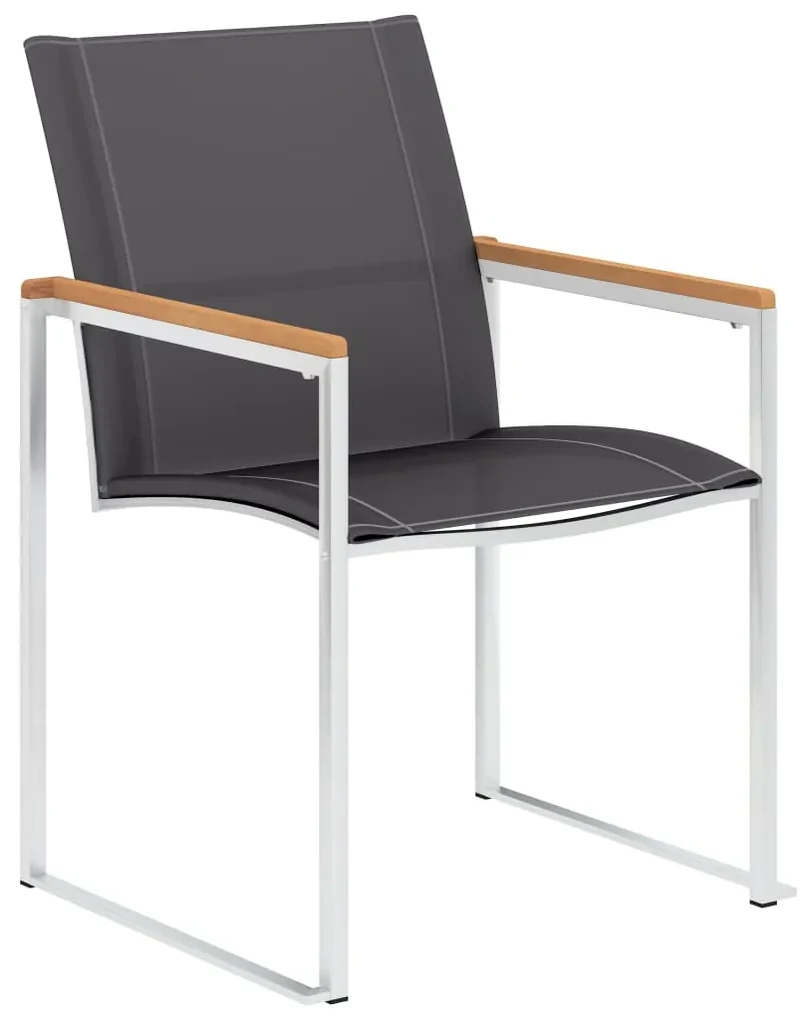 vidaXL Tuinstoelen 2 st textileen en roestvrij staal grijs
