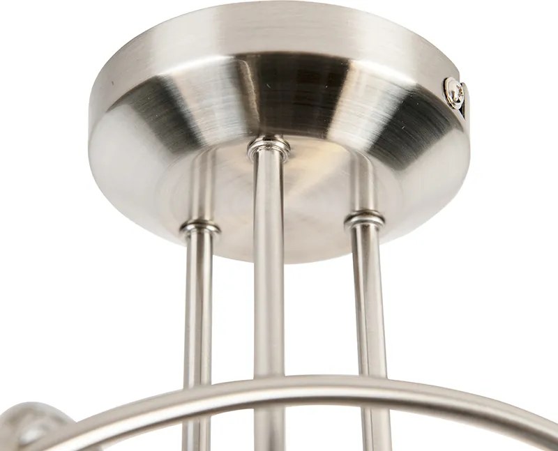Klassieke plafondlamp staal 3-lichts - Fortress