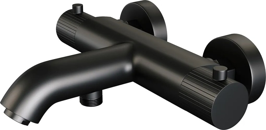 Brauer Stripe thermostatische badkraan met glijstang en staafhanddouche zwart mat