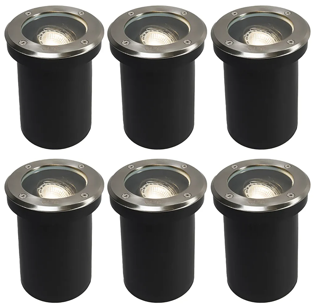 Set van 6 buiten grondspots staal verstelbaar IP65 - Delux Modern GU10 IP65 Buitenverlichting