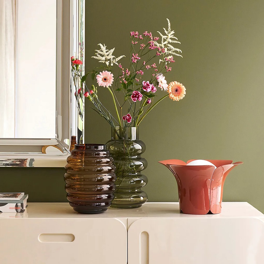 Lamp in tulpvorm, staalmetaal en opaline, Tessen