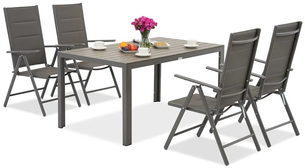 Verona polywood aluminium tuinset voor 4 personen Garden Point grijs