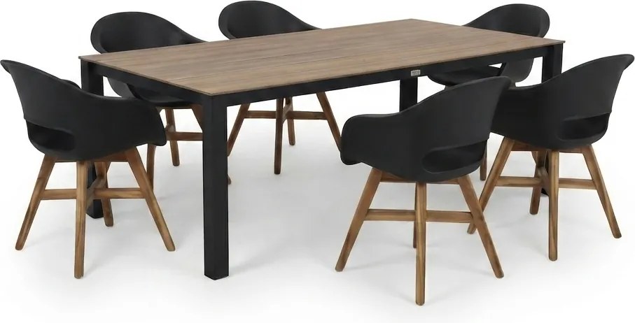 Sydney Karlstad dining tuinset 240x92xH75 cm 7 delig antraciet zwart polywood