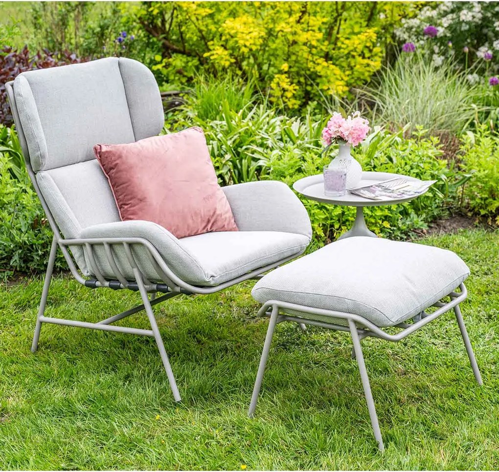 Garden Impressions Fresno loungestoelen taupe - Mati bijzettafel Ø50x48 cm