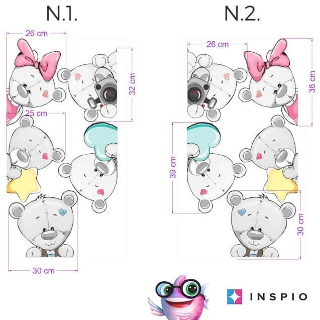 INSPIO Stickers rond de deurpost - Grijze Beertjes II