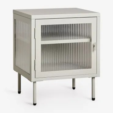 Pack Van 2 Rechthoekige Nachtkastjes 45x40 Cm In Staal En Glas Paoline Groen – Khaki - Sklum