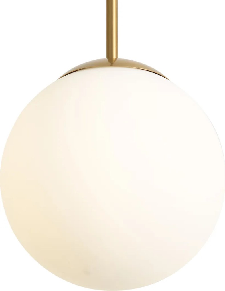 Art Deco hanglamp goud met opaal glas IP44 - Flore