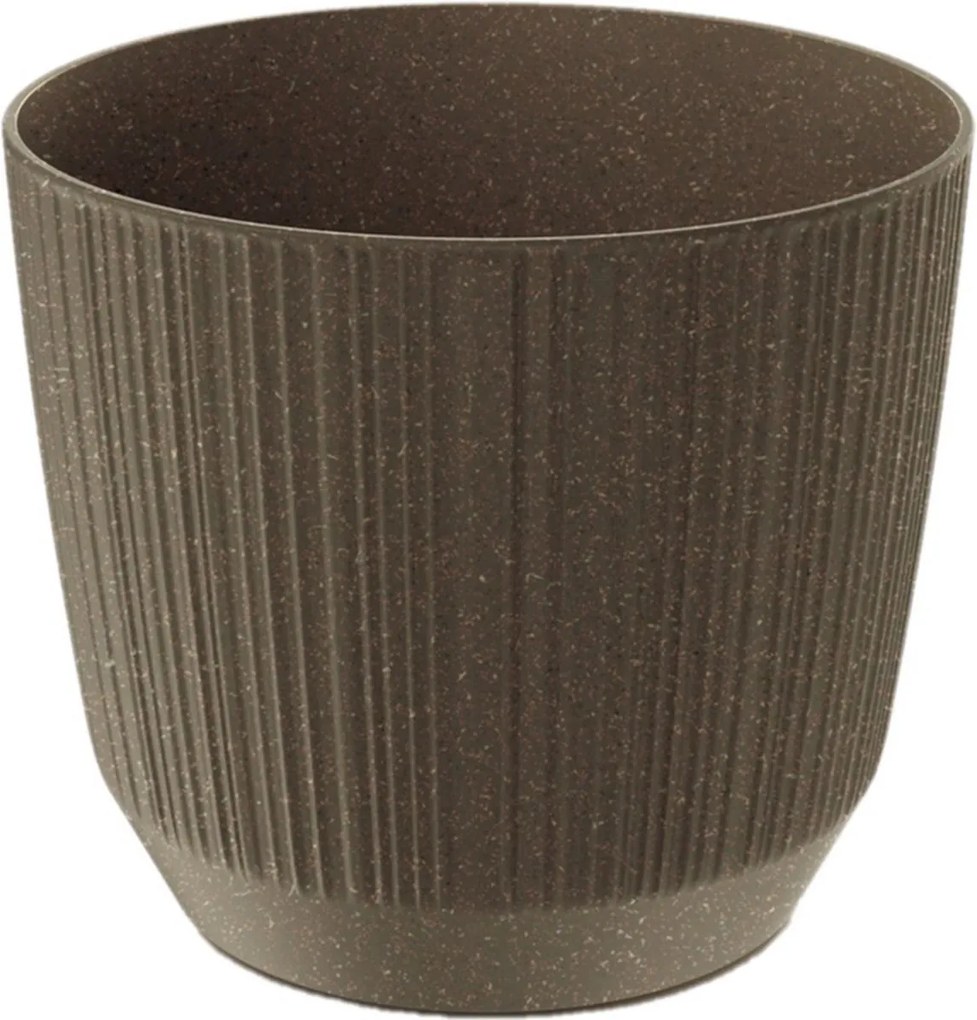 Prosperplast Ryfo Eco Wood Bloempot met strepen - 19,5 cm - Eco Koffie