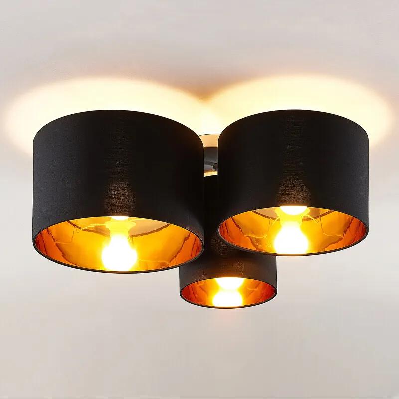 Laurenz plafondlamp, 3-lamps, zwart-goud - lampen-24