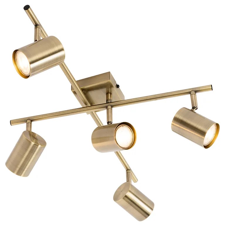 Moderne plafondlamp brons 5-lichts verstelbaar rechthoekig - Jeana