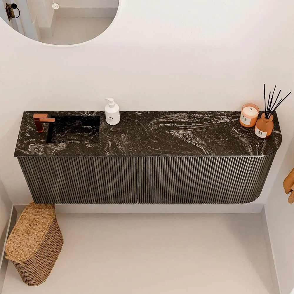 Mondiaz Joya DLux 110cm toiletmeubel ronding rechts shadow met wastafel faye links 1 kraangat lava