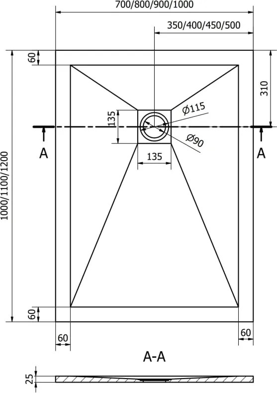Mexen Stone+ rechthoekige composietdouchebak 120 x 100 cm, wit, witte afdekking - 44101012-W