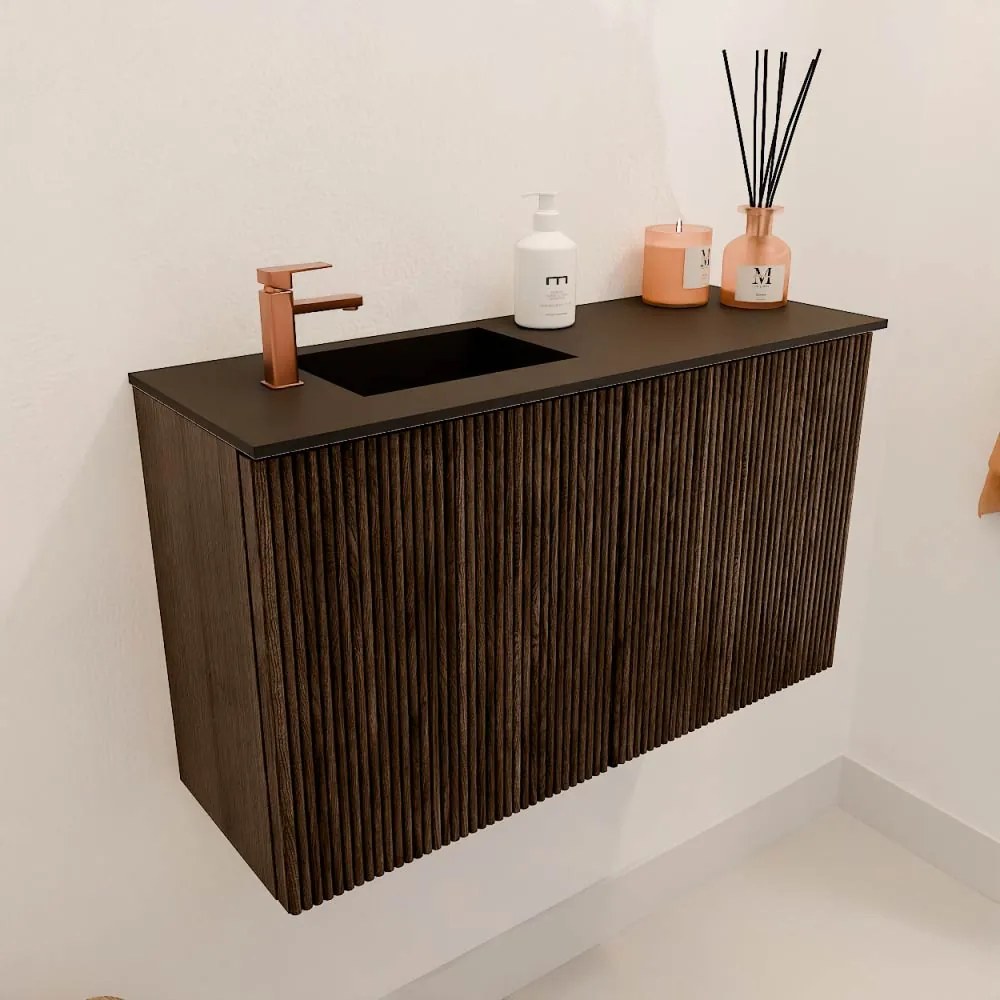 Mondiaz Joya 70cm toiletmeubel walnut met wastafel faye links 1 kraangat urban
