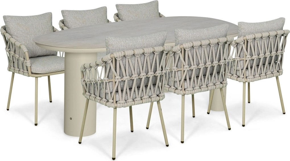 Tuinset 6 personen 240 cm Rope Zand/Beige Coco Oliva/Guave
