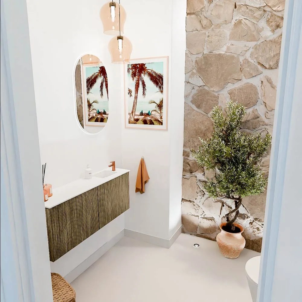 Mondiaz Joya 100cm toiletmeubel dusk met wastafel faye rechts 1 kraangat talc