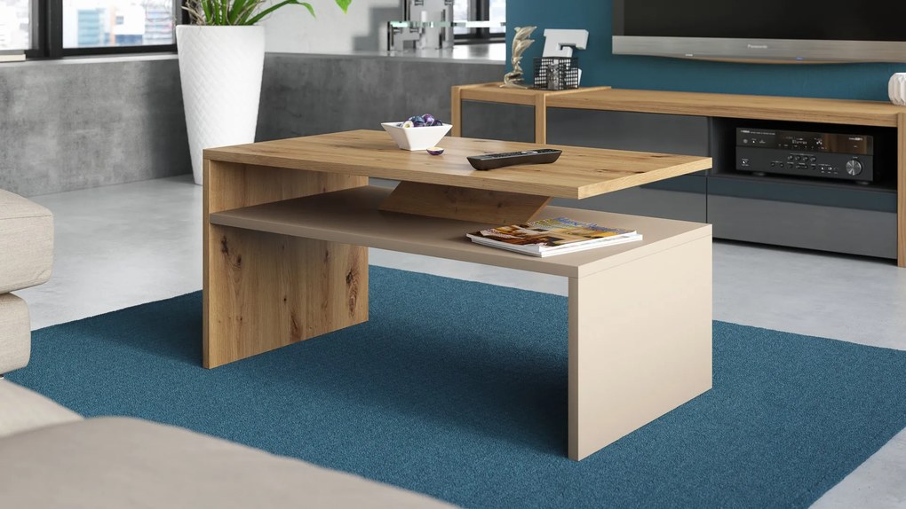 Mazzoni PRIMA artisan eiken/beige, salontafel