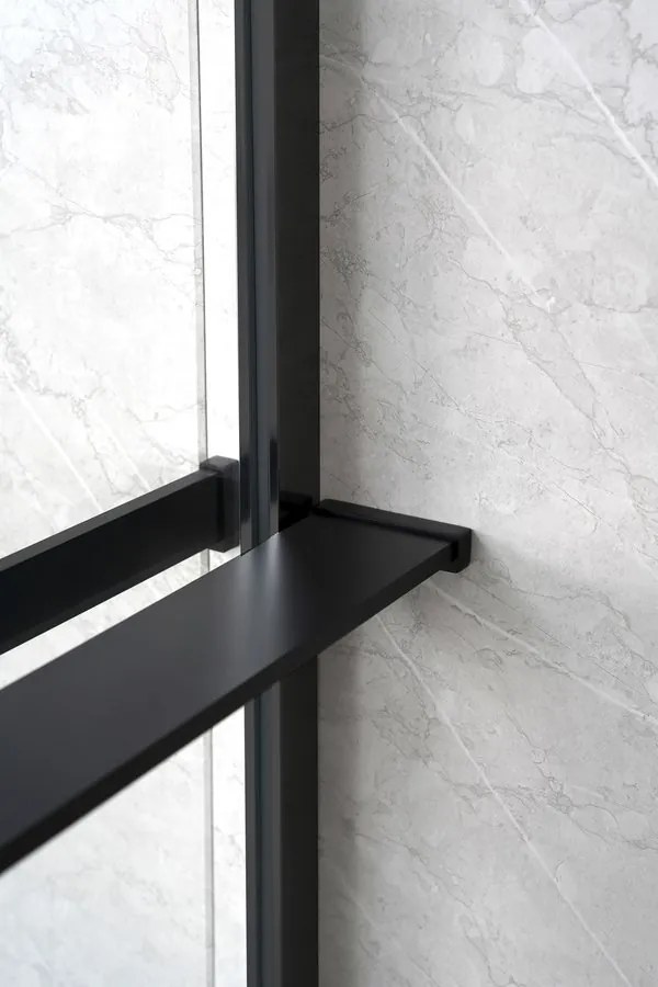 Sanigoods Obby inkortbaar handdoekrek / planchet voor douchewand mat zwart 140cm