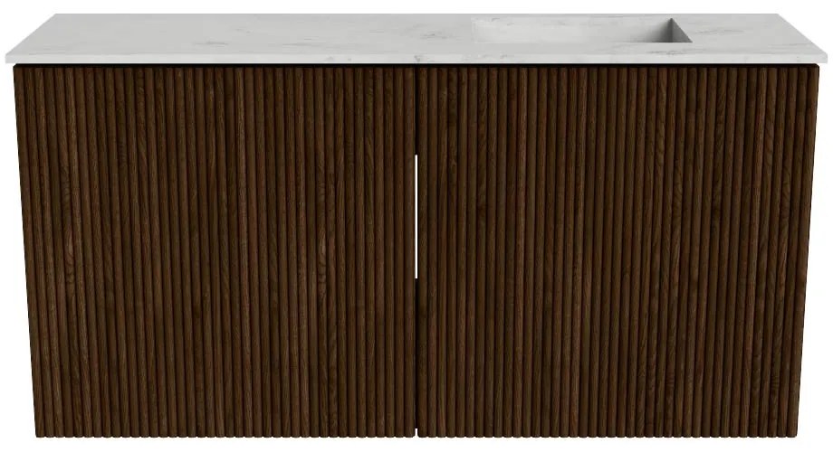 Mondiaz Joya DLux 80cm toiletmeubel walnut met wastafel faye rechts zonder kraangat opalo