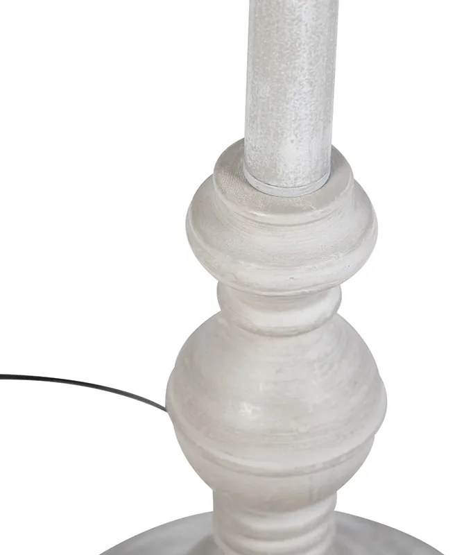 Vloerlamp met linnen kap bruin 45 cm - Classico Klassiek / Antiek, Landelijk / Rustiek E27 cilinder / rond Binnenverlichting Lamp