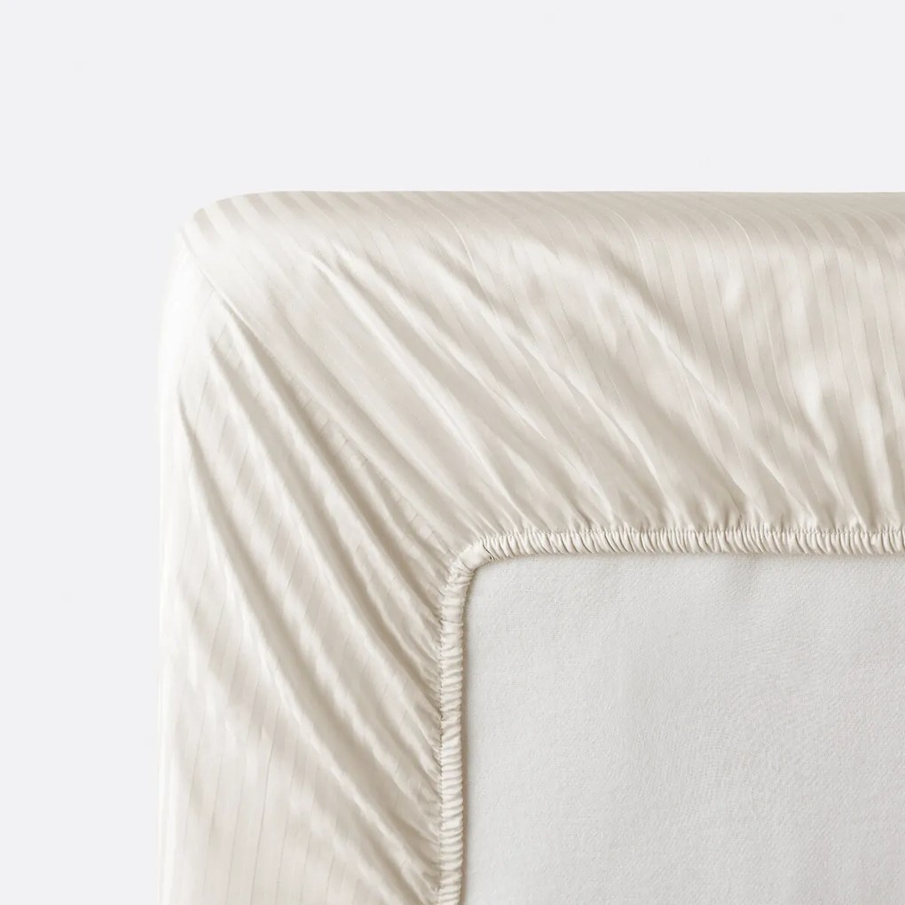 Hoeslaken satijn katoen, 153 draden, 30 cm kop, Opale gestreept