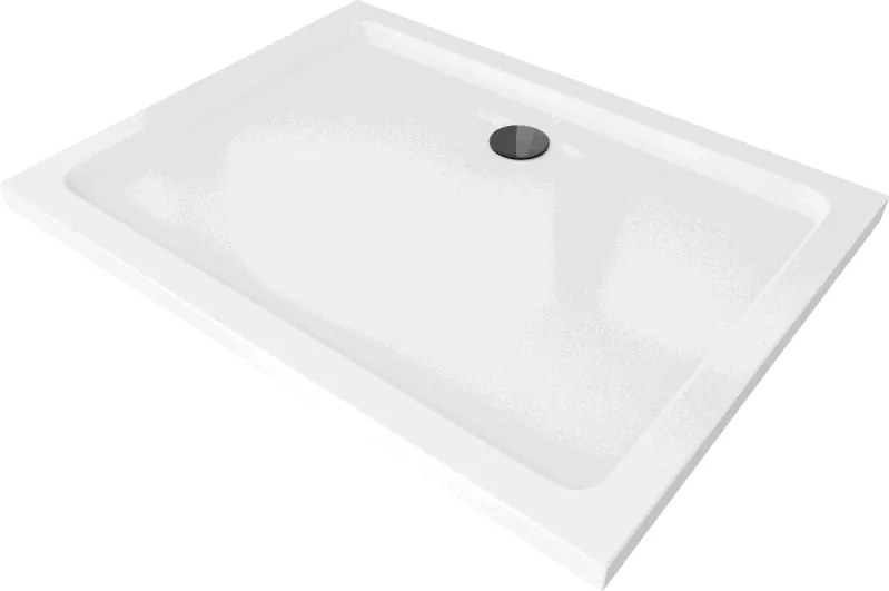 Mexen Flat rechthoekige slanke douchebak 130 x 90 cm, wit, zwarte sifon - 40109013B