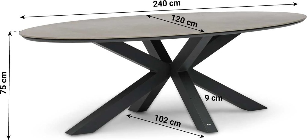 Tuinset 6 personen 240 cm Aluminium Grijs Lifestyle Garden Furniture Vivaro/Lunea