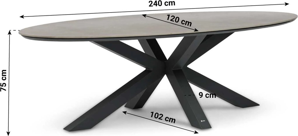 Tuinset 6 personen 240 cm Rope Grijs Coco Antoni/Lunea
