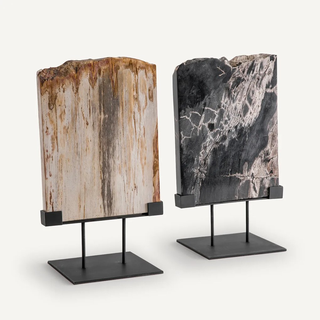 Decoratie in versteend hout op een sokkel, Kayu