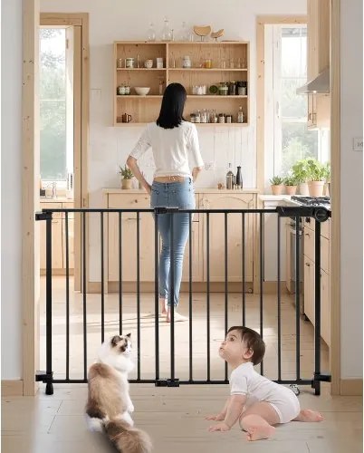 VEVOR Baby Gate Hondenhekje Scheiding met Verstelbare Breedte (750-1219 mm), Traphekje voor Kind- en Huisdierveiligheid, Met één Hand Te Openen, Voor Trappen en Deuren, Zwart