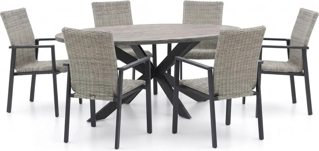 Diningset Manifesto  | 6 personen polywood | Tuinset stapelbaar | 7-delig | Kees Smit Tuinmeubelen